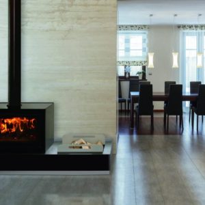 line surround for freestanding fire, contemporary fire surround, freestanding fire, bodart & gonay surround for design green range, freestanding stove, surround with pedestal
