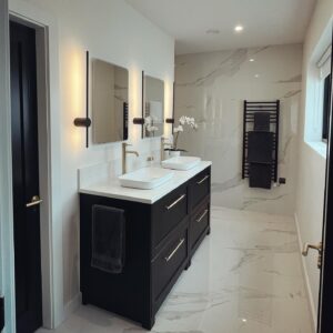 Bespoke Stone Bathroom Vanity Unit in Crema Quartz