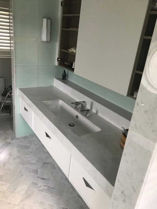 Bespoke Stone Bathroom Vanity Unit - Bianco Carrera Marble Project 2 (c)