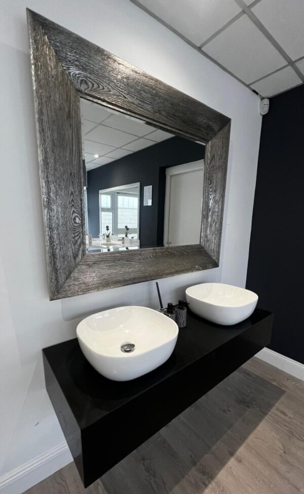 Bespoke bathroom vanity unit crafted in Black Honed granite