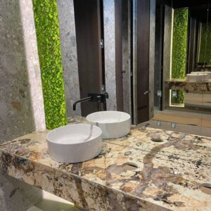 Bespoke Stone Bathroom Vanity Unit in Patagonia Marble