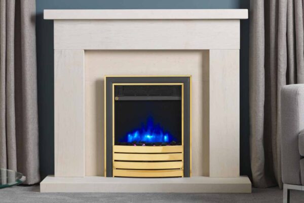 A stylish space with a 16” 4d Ecoflame electric inset fire with a blue flame