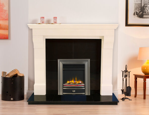 A cozy living room with a 16” 4d Ecoflame electric inset fire