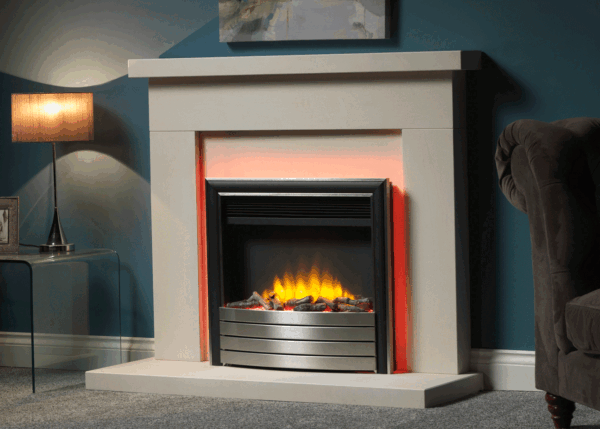 A 22” Ecoflame 4d electric inset fire with red ﬁreplace mood lights